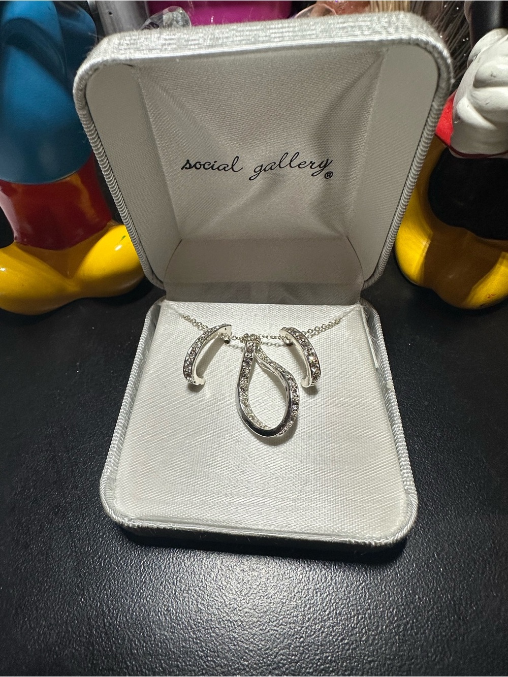 Kohl's Silver-Tone Crystal Teardrop & Crescent Necklace